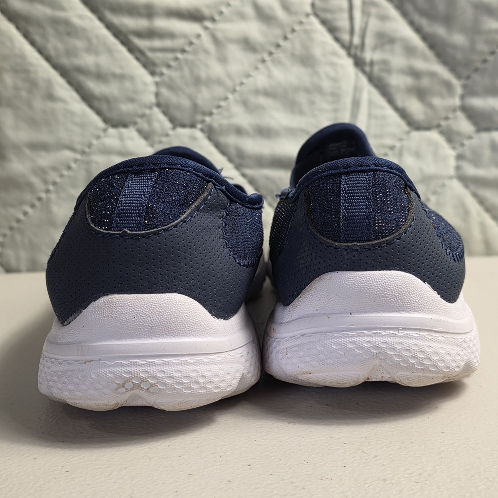 Ladies Navy Slip-On Sneakers with White Soles - Picture 8 of 9